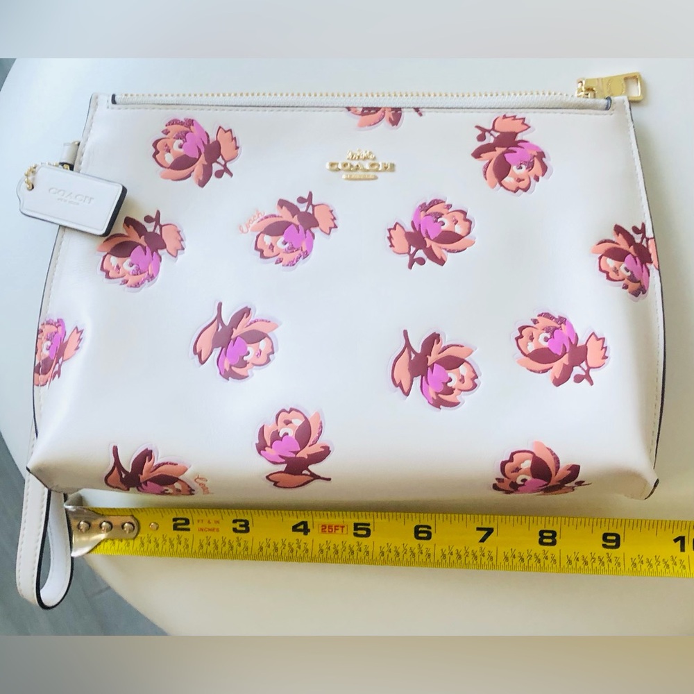 Coach Lamb Leather Clutch with Pink Floral Design - Picture 6 of 11